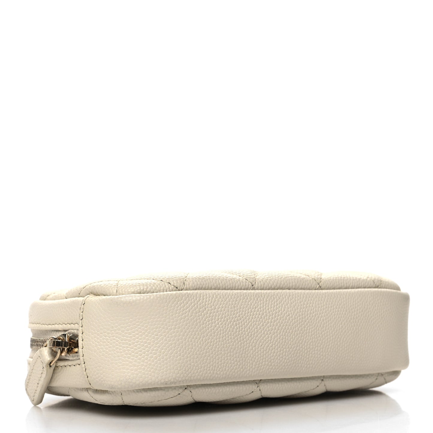 Caviar Quilted Small Curvy Pouch Cosmetic Case White