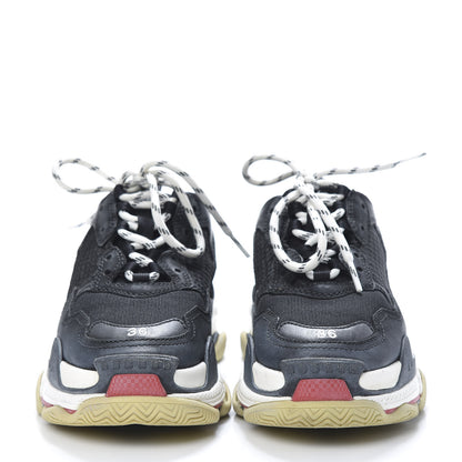 Balenciaga Fabric Mesh Washed Effect Womens Triple S Sneakers 36 Black Red 2 of 9