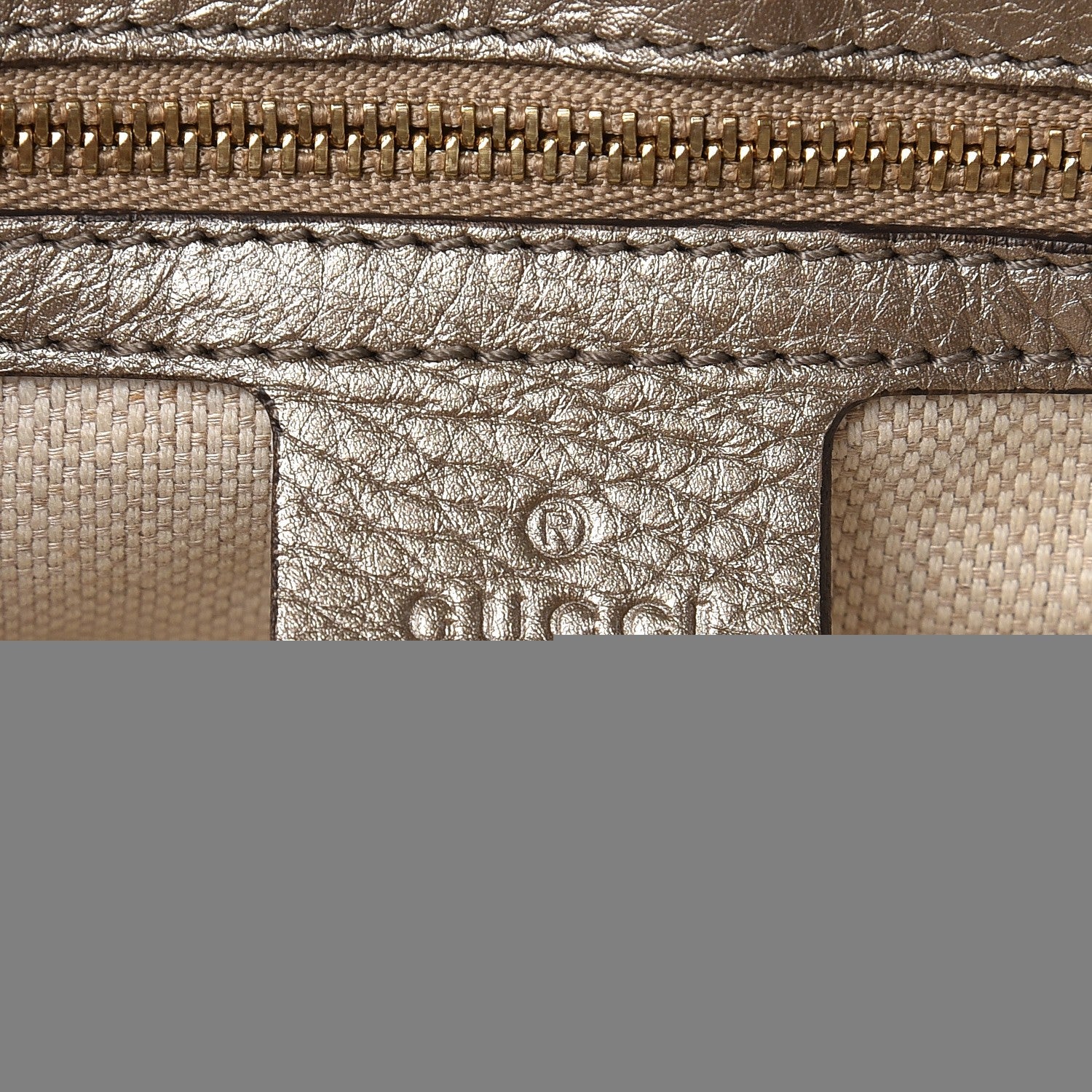 Gucci Metallic Pebbled Calfskin Medium Soho Flap Crossbody Golden Beige 2 of 11
