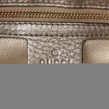 Gucci Metallic Pebbled Calfskin Medium Soho Flap Crossbody Golden Beige 2 of 11