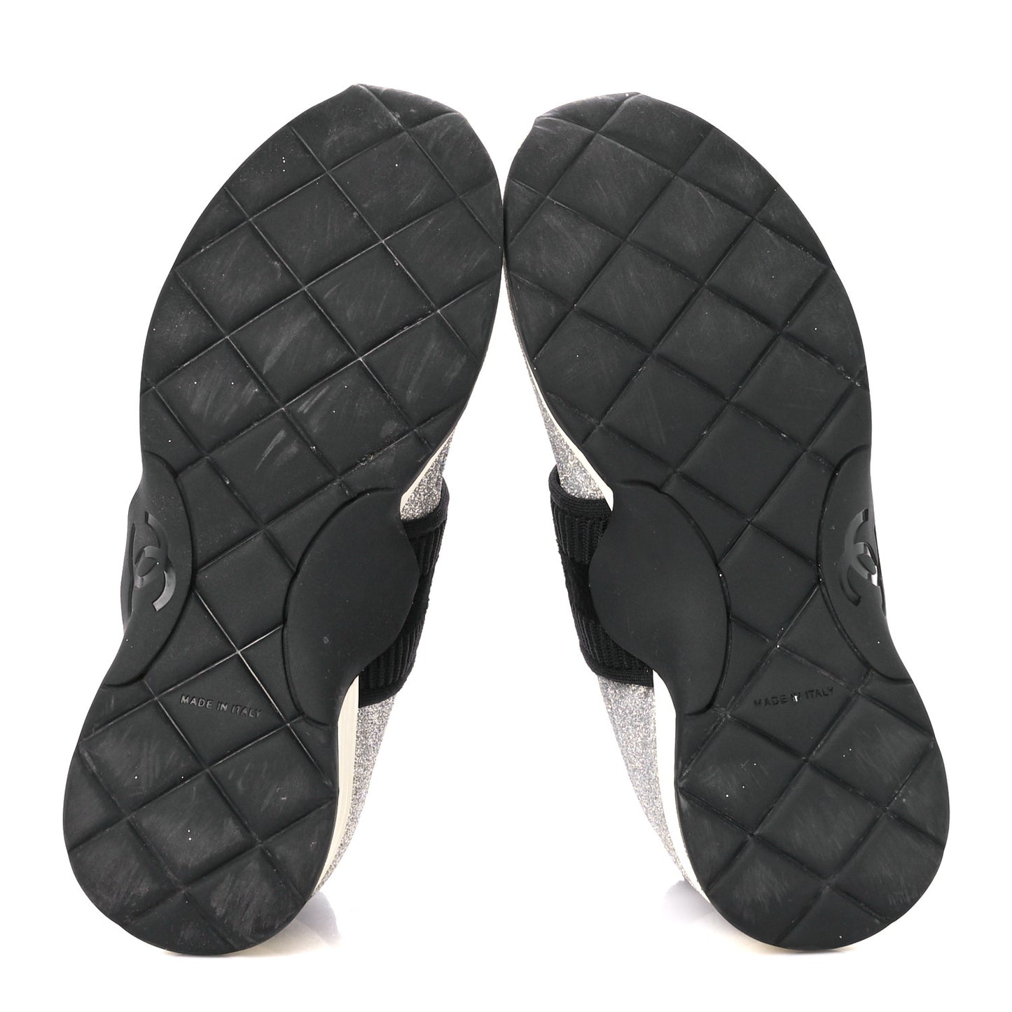 Glitter Stretch Fabric CC Sneakers 35 Black Silver