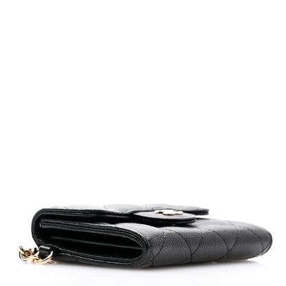 Chanel Caviar Quilted Flap Card Holder Chain Wristlet Black 4 of 10