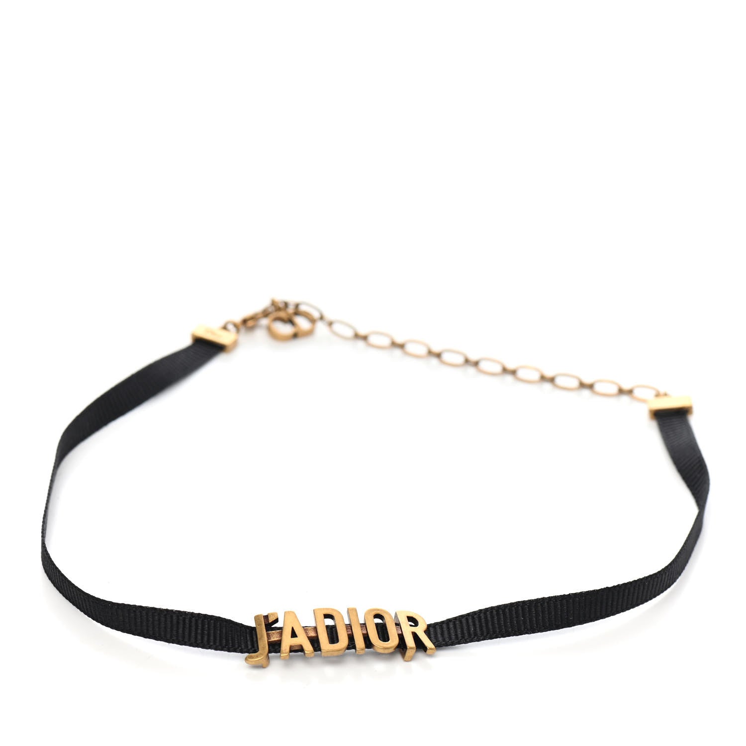 Christian Dior Grosgrain Ribbon J'Adior Logo Choker Necklace Black 1 of 3