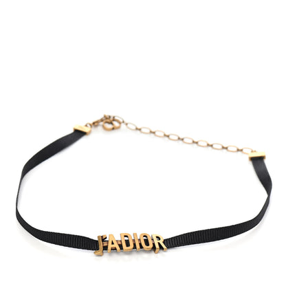 Christian Dior Grosgrain Ribbon J'Adior Logo Choker Necklace Black 1 of 3