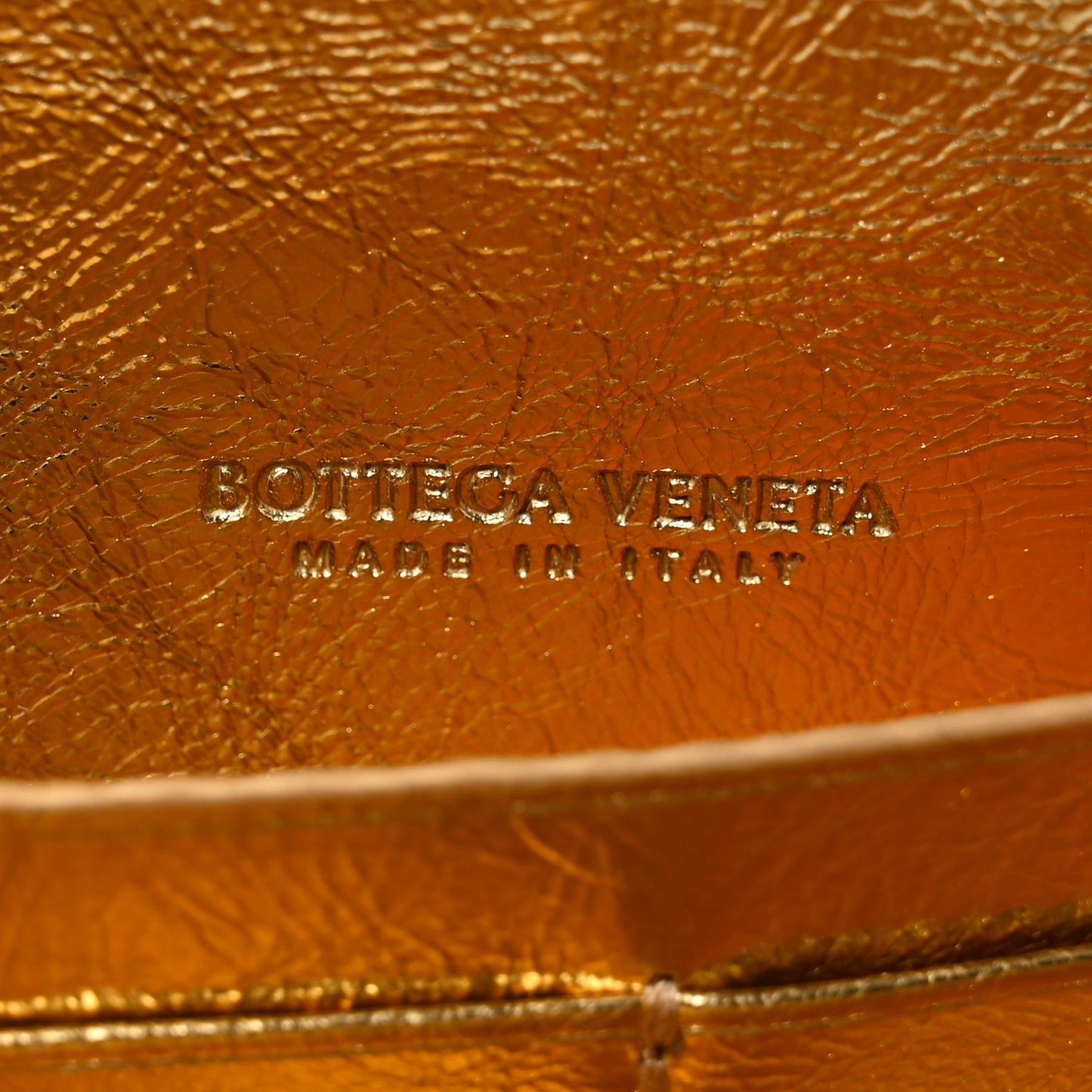 Metallic Lambskin Intrecciato Long Andiamo Top Handle Clutch Gold