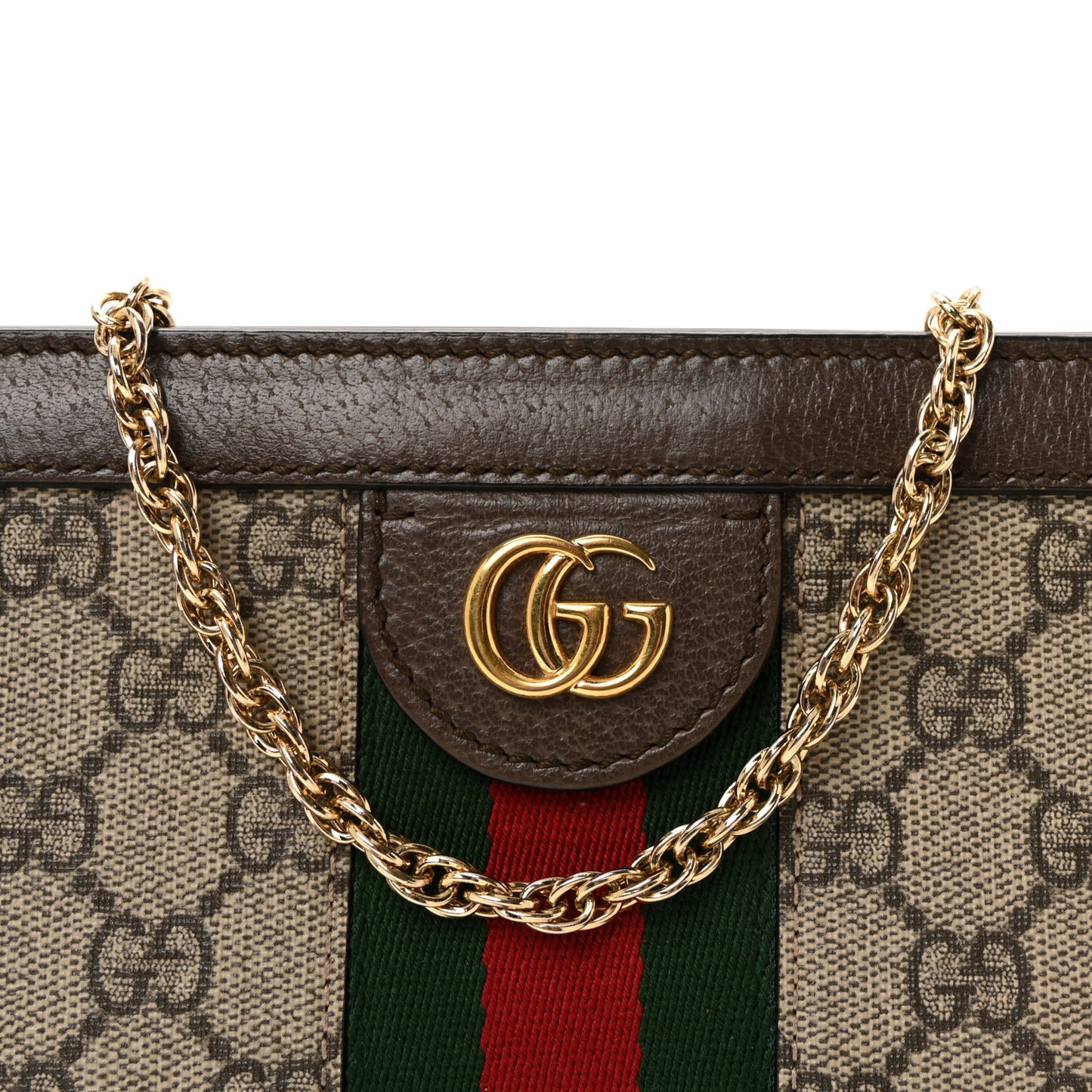 GG Supreme Monogram Textured Dollar Calfskin Web Mini Ophidia Chain Shoulder Bag Beige Ebony New Acero