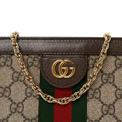 Gucci GG Supreme Monogram Textured Dollar Calfskin Web Mini Ophidia Chain Shoulder Bag Beige Ebony New Acero 8 of 10