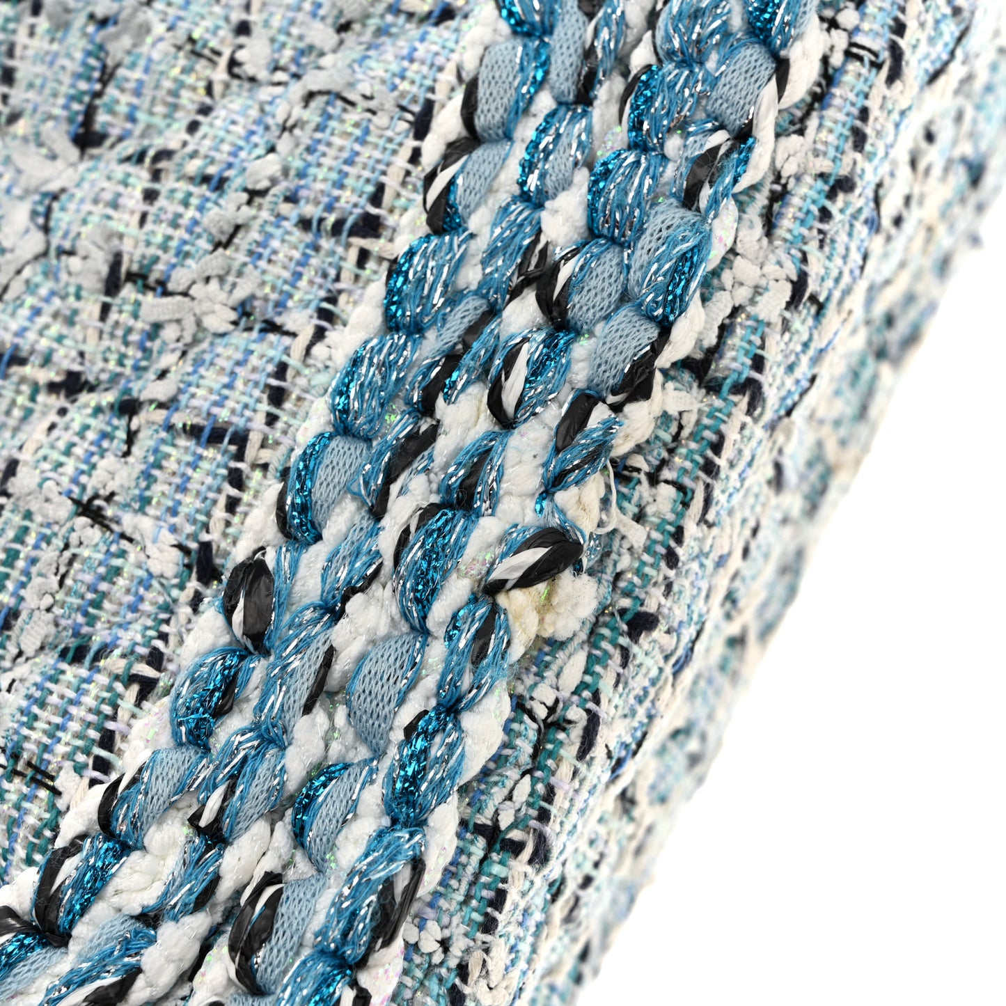 Tweed Braid Mini Flap Blue White Navy