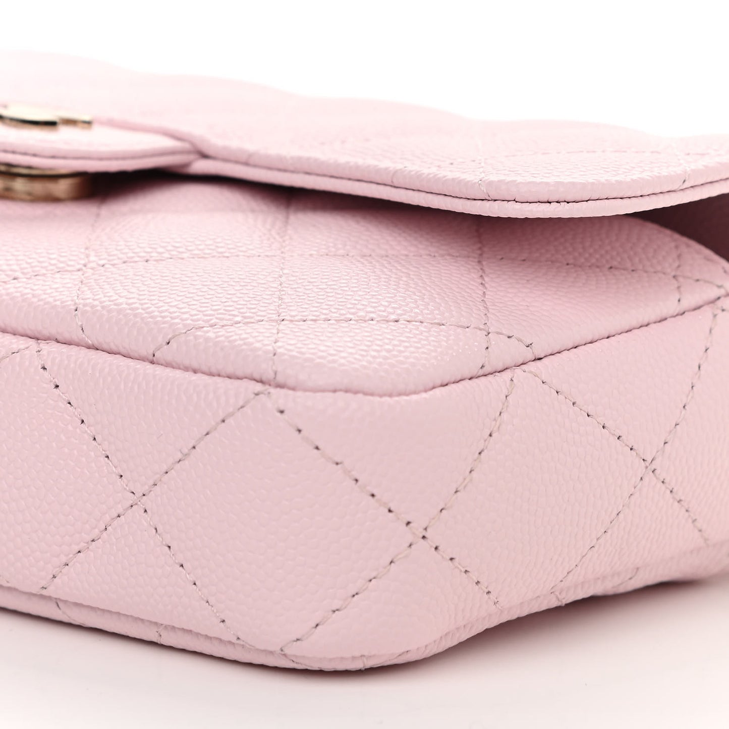 Caviar Quilted Flap Phone Holder With Chain Light Pink