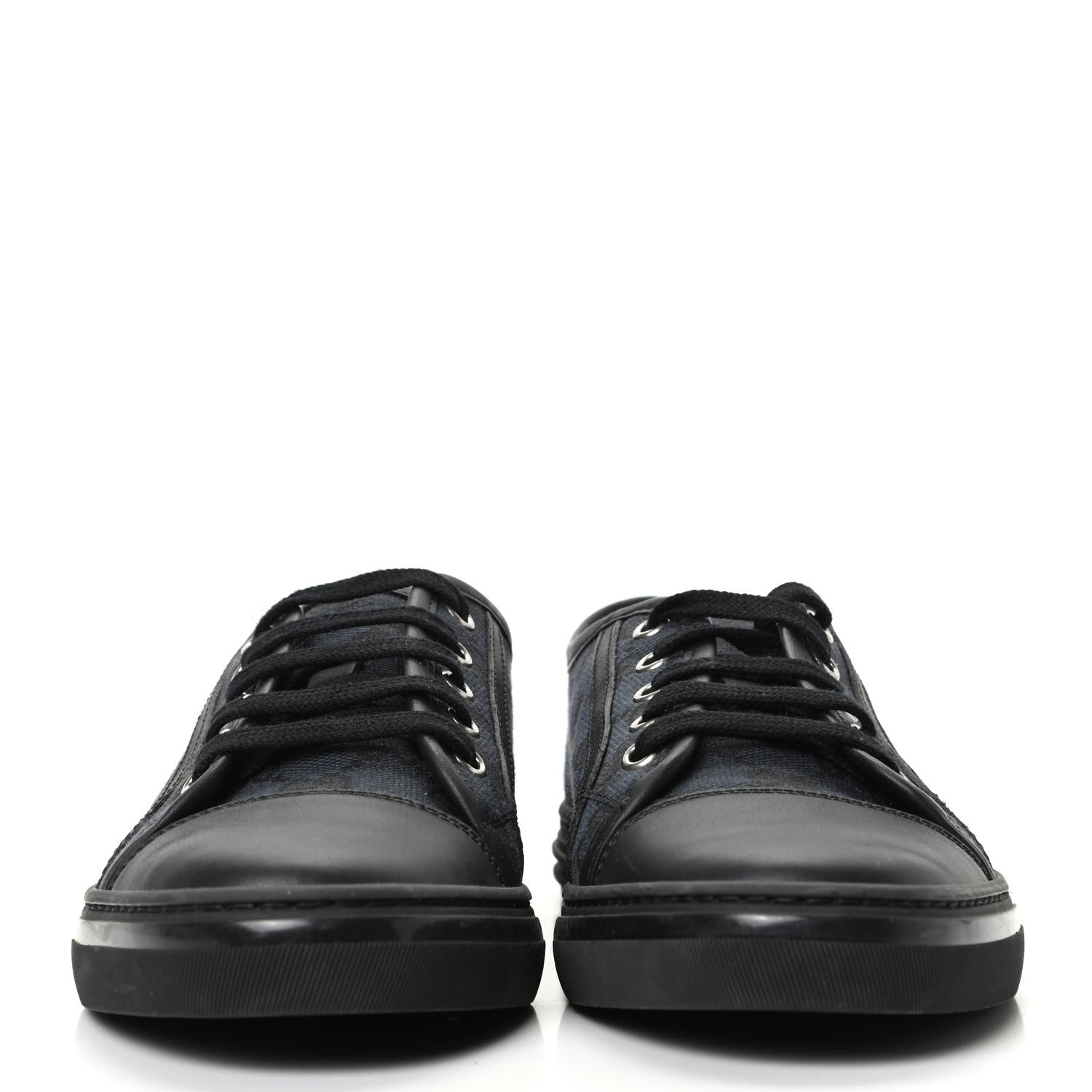 Gucci GG Monogram Calfskin Womens Low Top Sneakers 37 Piombo Black 2 of 7