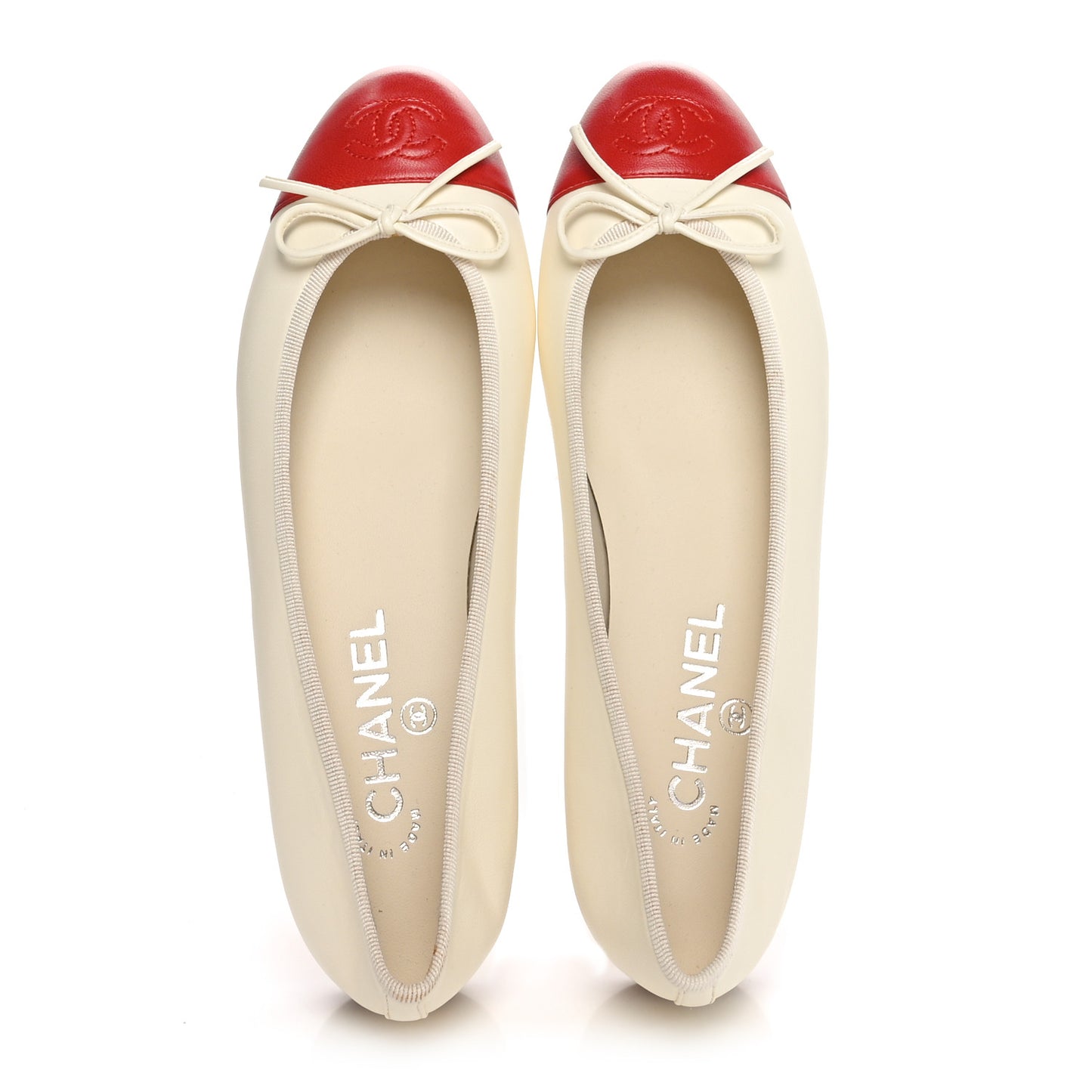 Lambskin Cap Toe Ballerina Flats 38.5 White Rouge