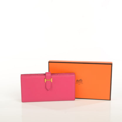 Hermes Chevre Mysore Bearn Gusset Wallet Fuchsia 5 of 13