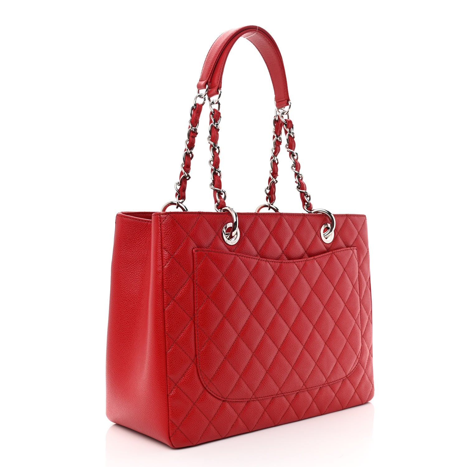 Chanel Caviar Quilted Grand Shopping Tote GST Red 3 of 12