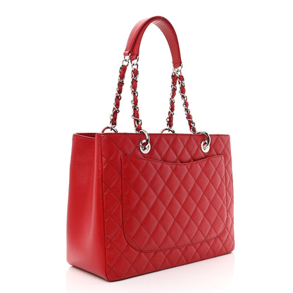 Chanel Caviar Quilted Grand Shopping Tote GST Red 3 of 12