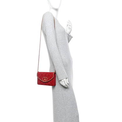 Chanel Patent Quilted Chain Around Heart Wallet On Chain WOC Red 2 of 15