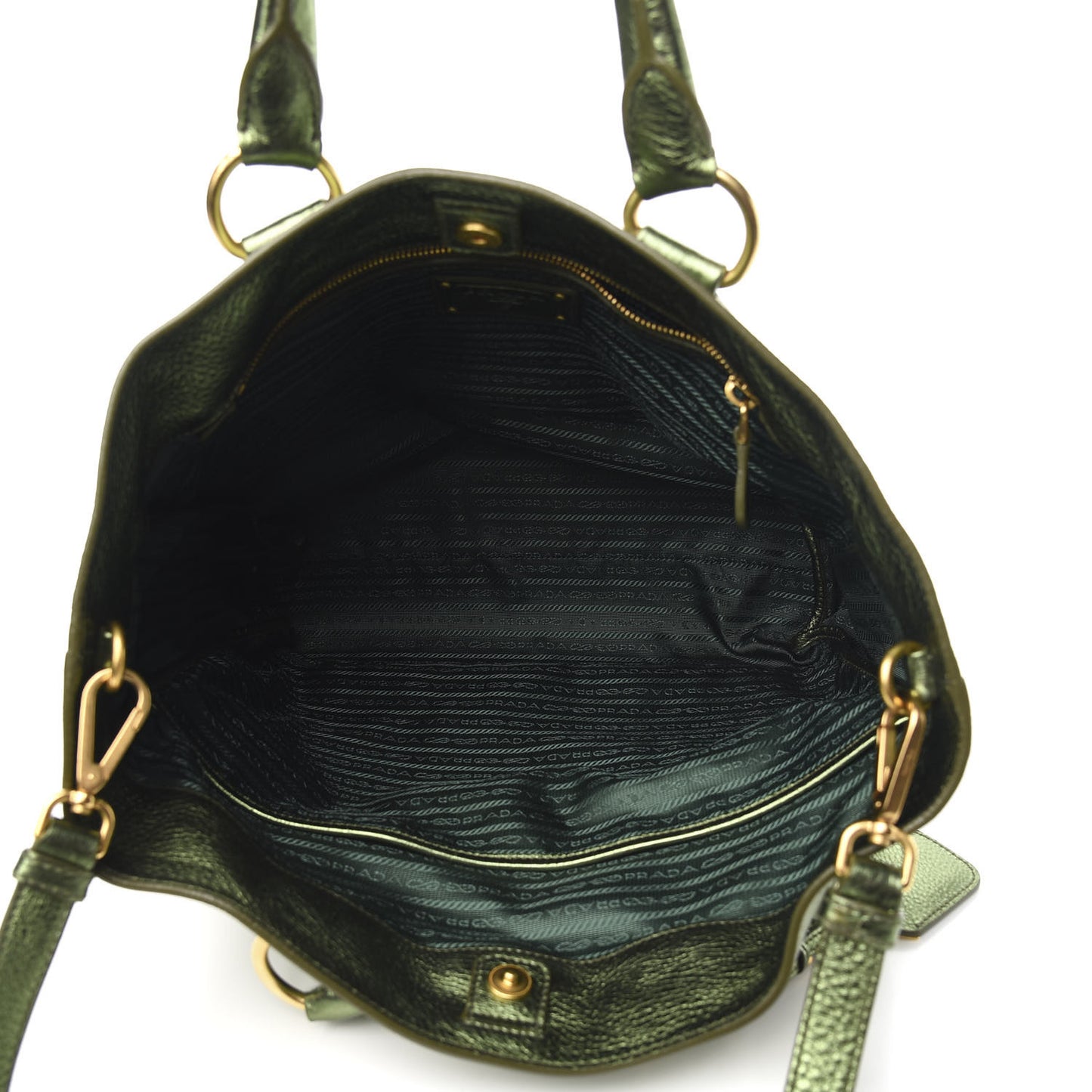 Metallic Vitello Daino Shopping Tote Green