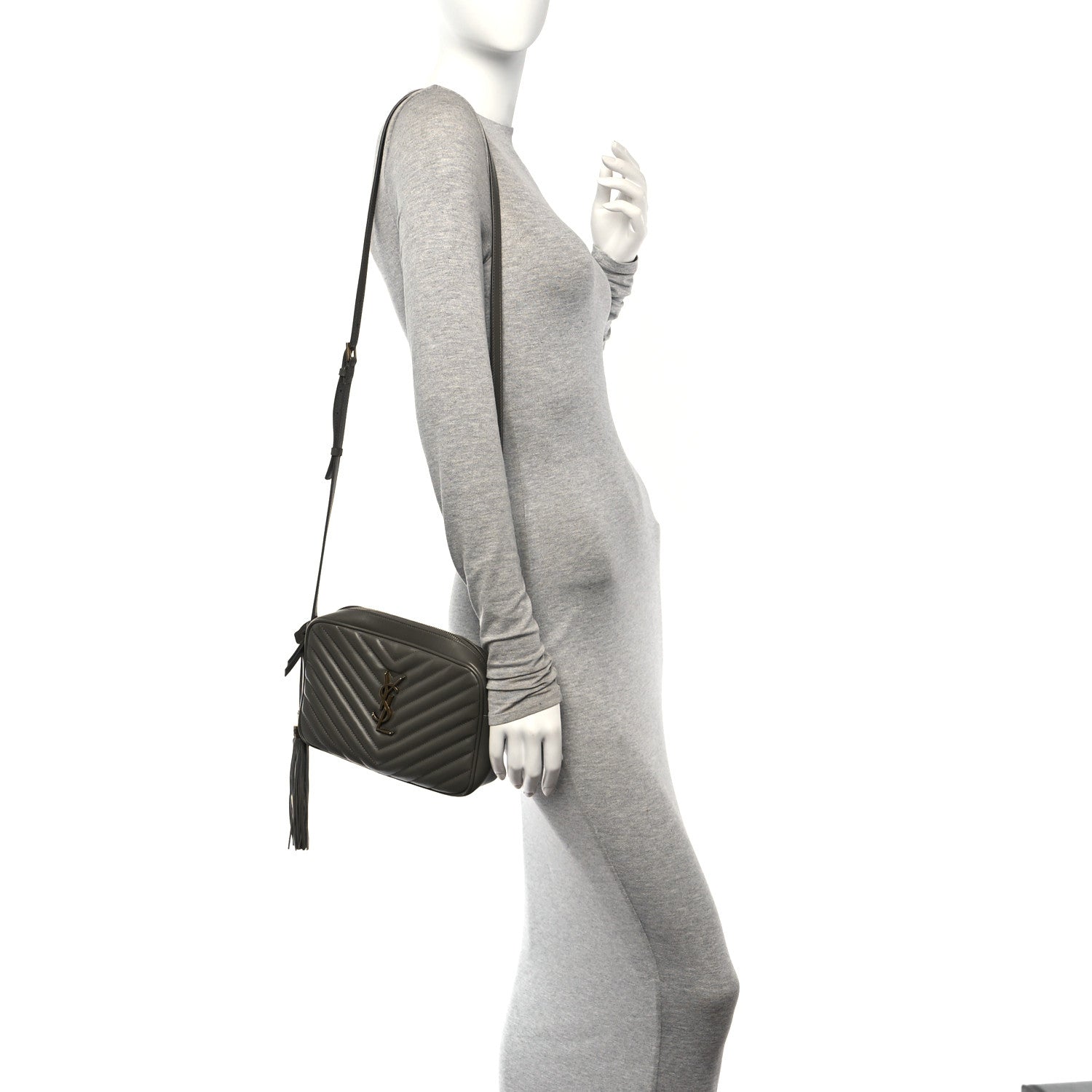 Saint Laurent Calfskin Matelasse Monogram Lou Camera Bag Fog 2 of 9