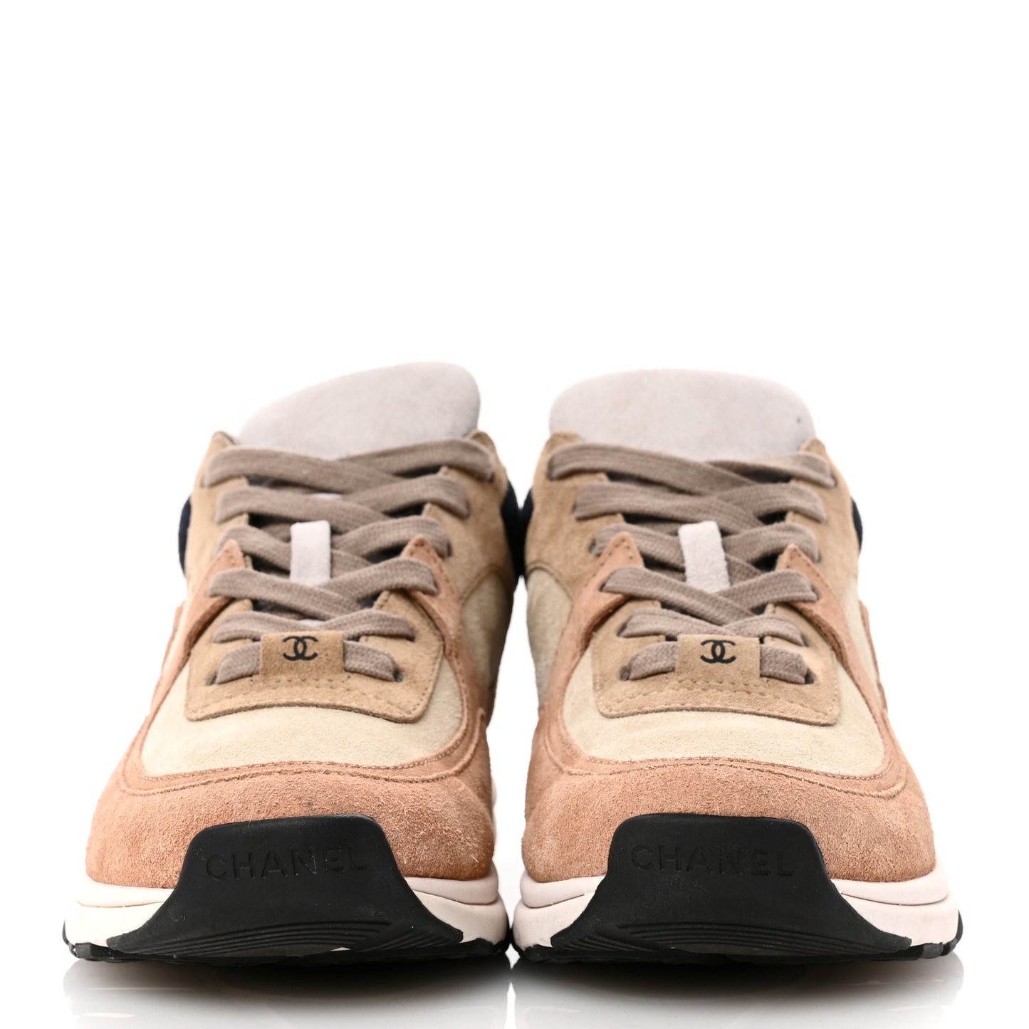 Suede Calfskin CC Sneakers 36.5 Brown Beige