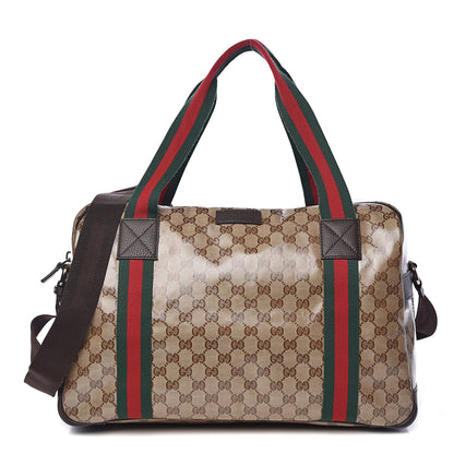 Gucci Crystal Monogram Web Large Carry On Duffle Bag Brown 1 of 11
