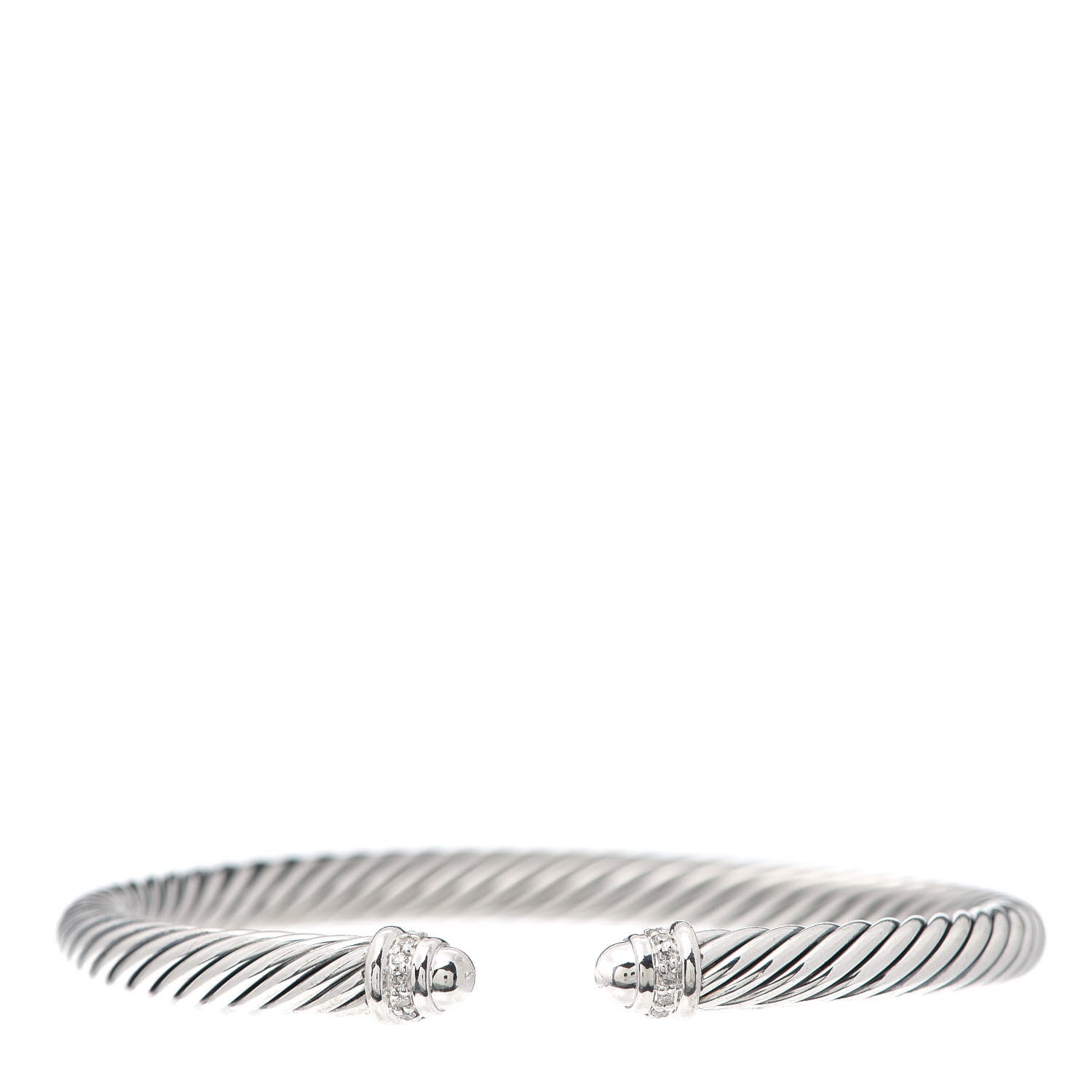 David Yurman Sterling Silver Diamond 5mm Cable Classics Dome Bracelet 1 of 4