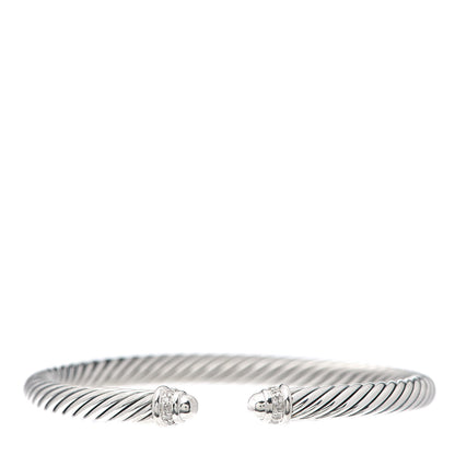 David Yurman Sterling Silver Diamond 5mm Cable Classics Dome Bracelet 1 of 4