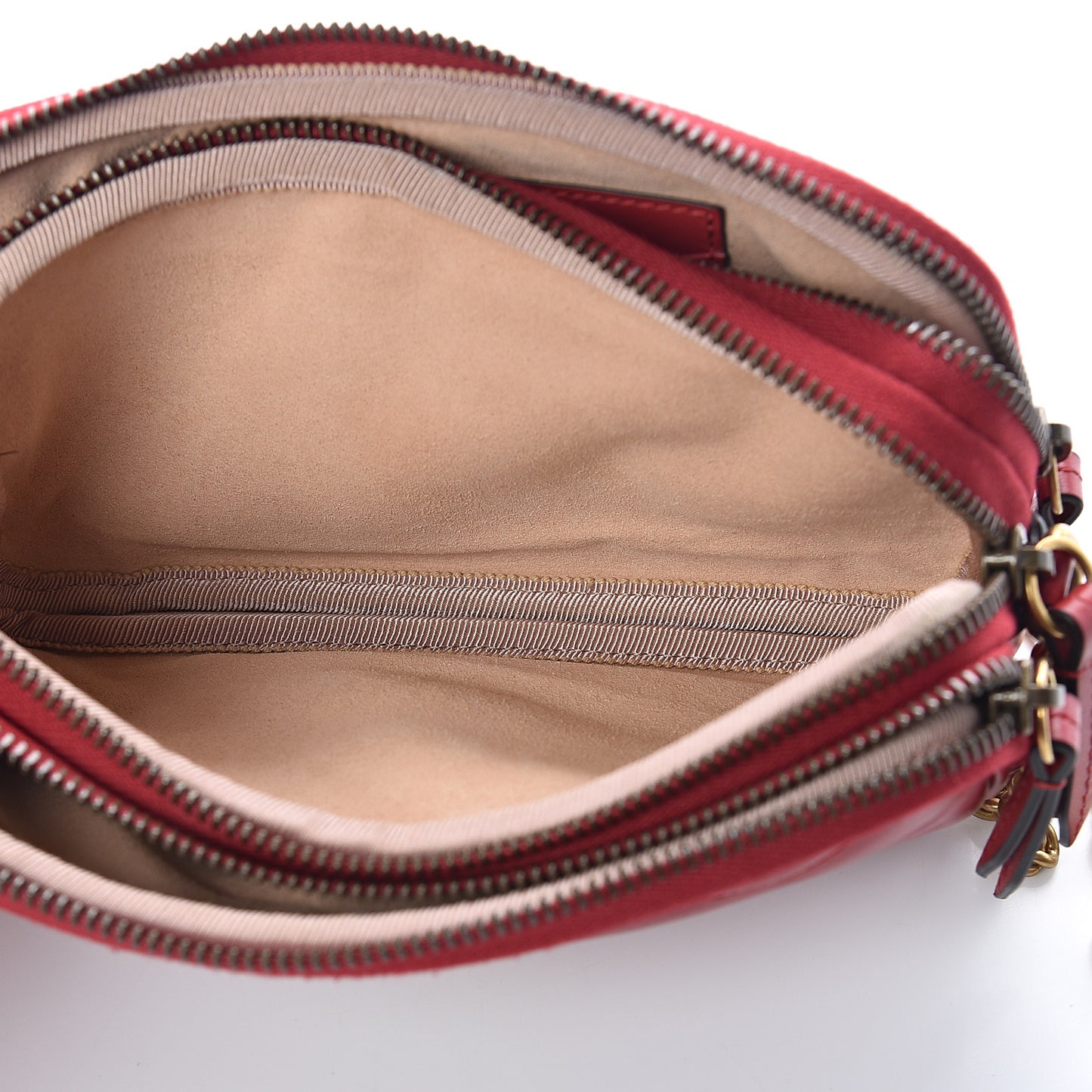 Calfskin Matelasse Mini GG Marmont Chain Crossbody Bag Hibiscus Red