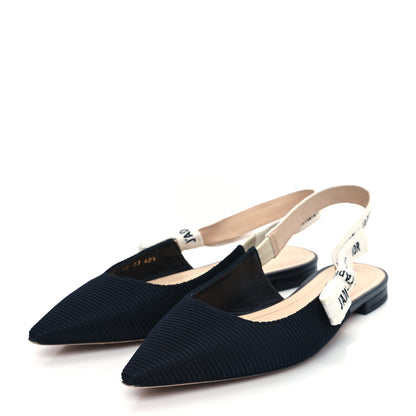 Christian Dior Technical Canvas Ribbon J'Adior Slingback Ballet Flats 40.5 Black 3 of 9
