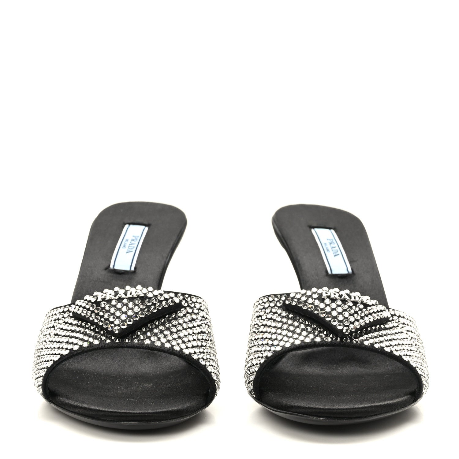 Prada Satin Crystal Logo 65mm Slide Sandals 36.5 Cristal 2 of 7
