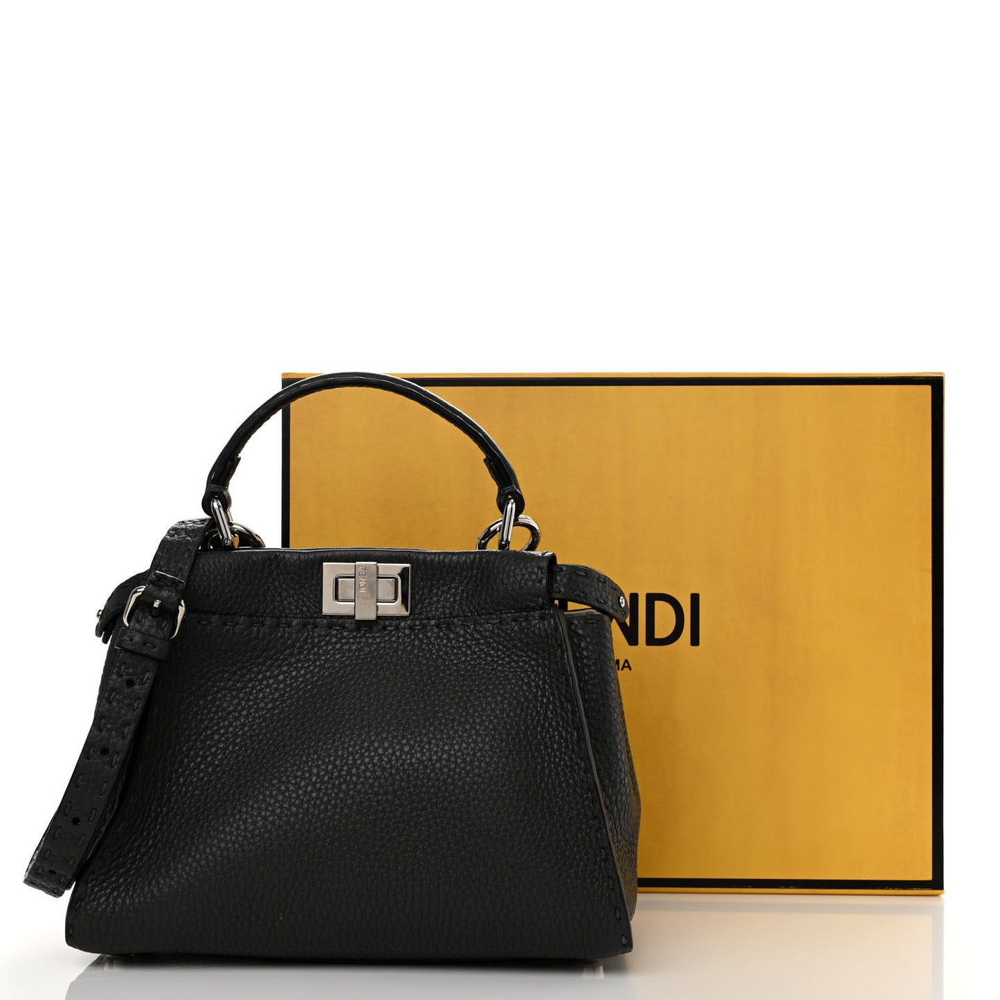 Cuoio Romano Selleria Bi-Color Mini Peekaboo Iconic Satchel Asfalto Latte