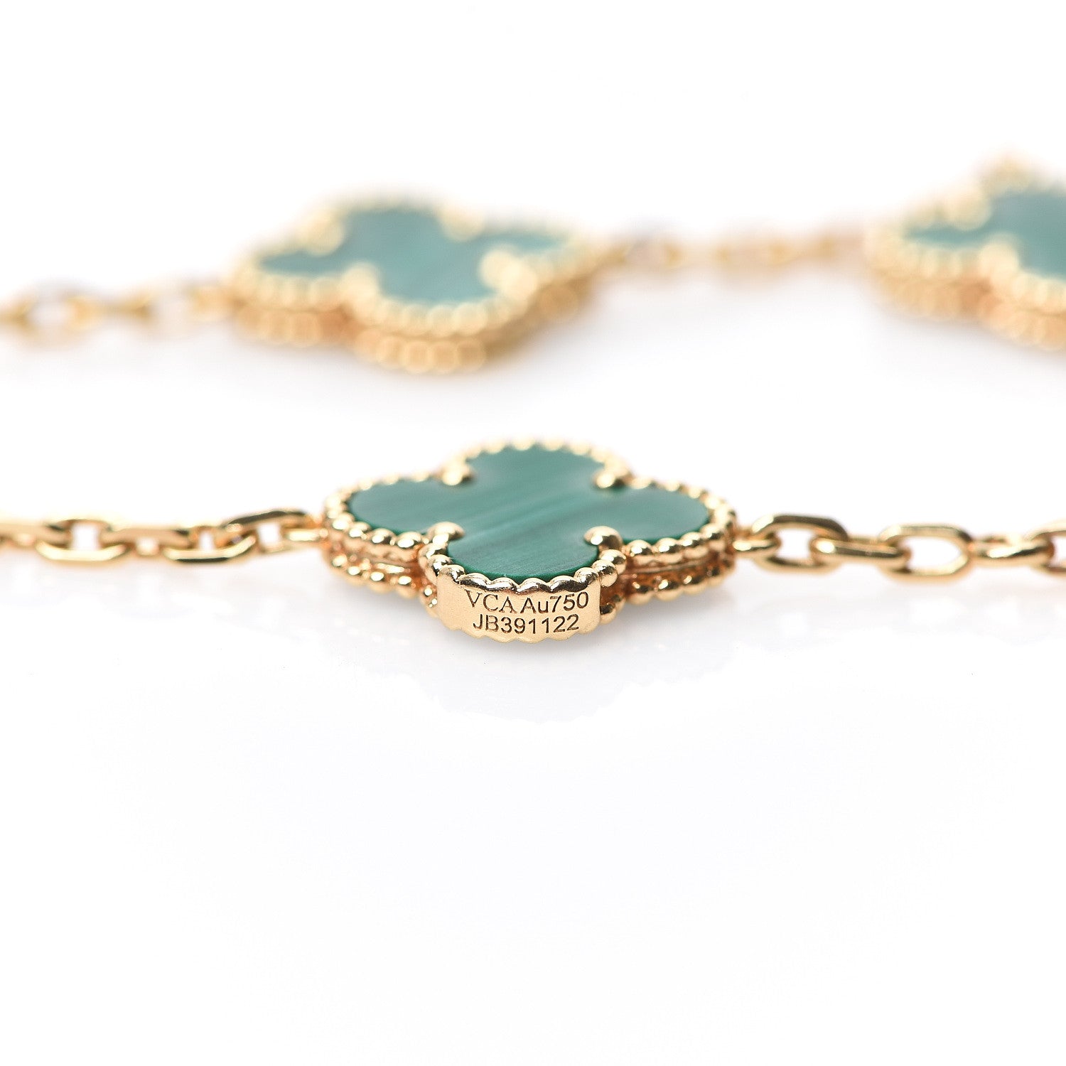 Van Cleef & Arpels 18K Yellow Gold Malachite 5 Motifs Vintage Alhambra Bracelet 3 of 4