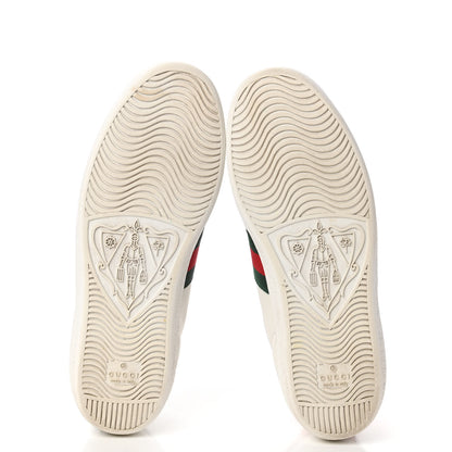 Gucci Calfskin Ayers Bee Embroidered Womens Ace Sneakers 37.5 White Green 5 of 9