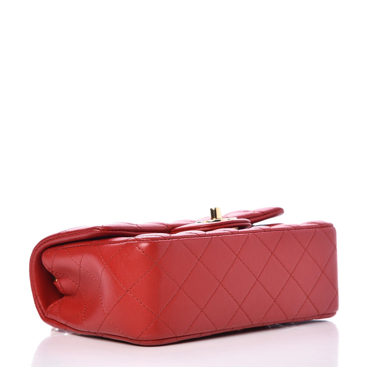 Lambskin Quilted Mini Rectangular Flap Red