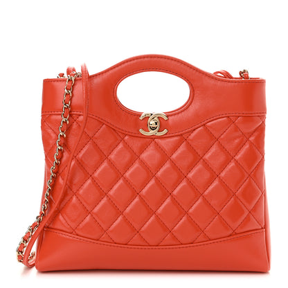 Chanel Shiny Lambskin Quilted Mini 31 Shopping Bag Orange 1 of 10
