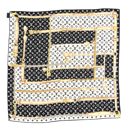 Louis Vuitton Silk Monogram Confidential Square Scarf Black 1 of 3