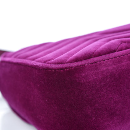Gucci Velvet Matelasse Small GG Marmont Shoulder Bag Fuchsia Violet Cyclamen 12 of 12