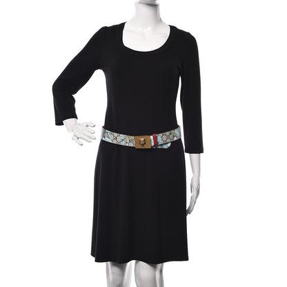 Gucci GG Plus Monogram Blooms Plaque Belt 80 32 Blue 2 of 6