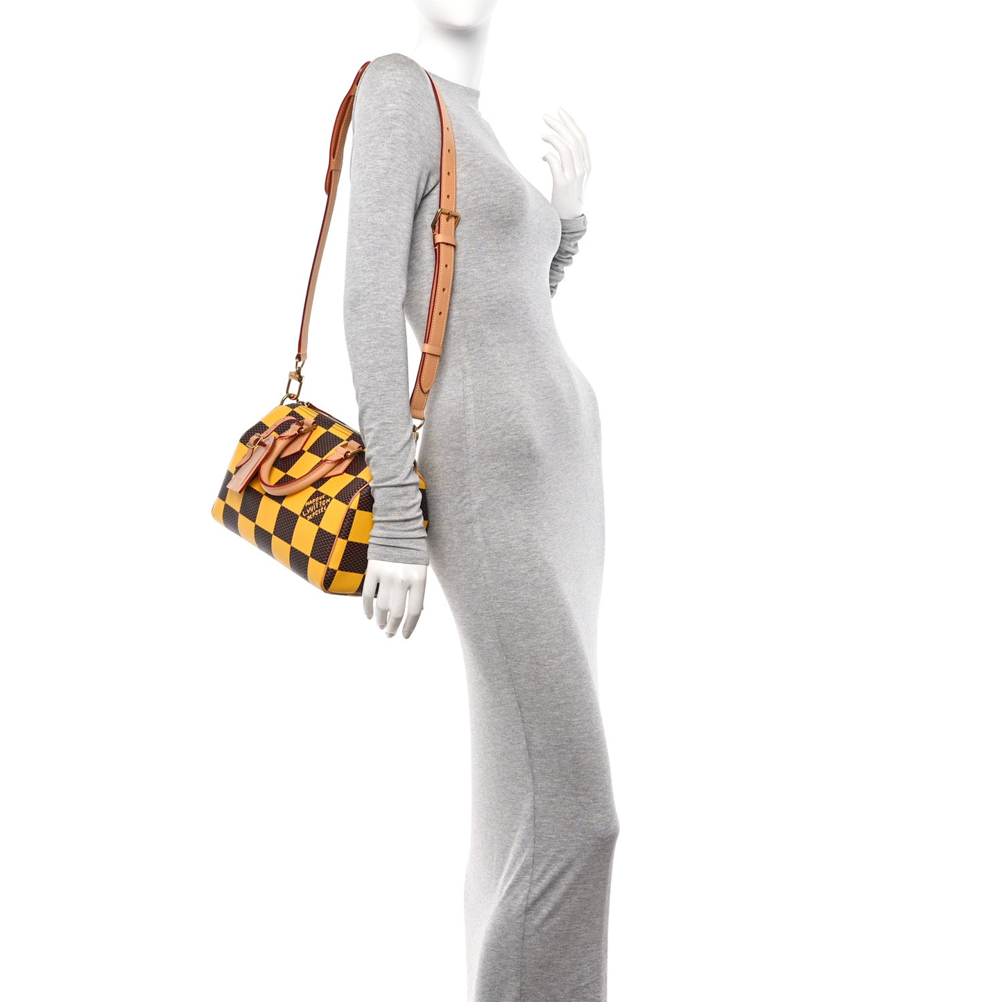 Damier Pop Speedy Bandouliere 25 Jaune Mat