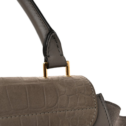Celine Crocodile Embossed Calfskin Suede Large Trapeze Grey 17 of 17