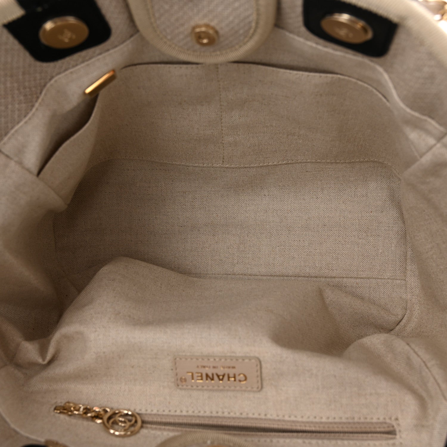 Chanel Mixed Fibers Small Deauville Tote Beige Black 6 of 11