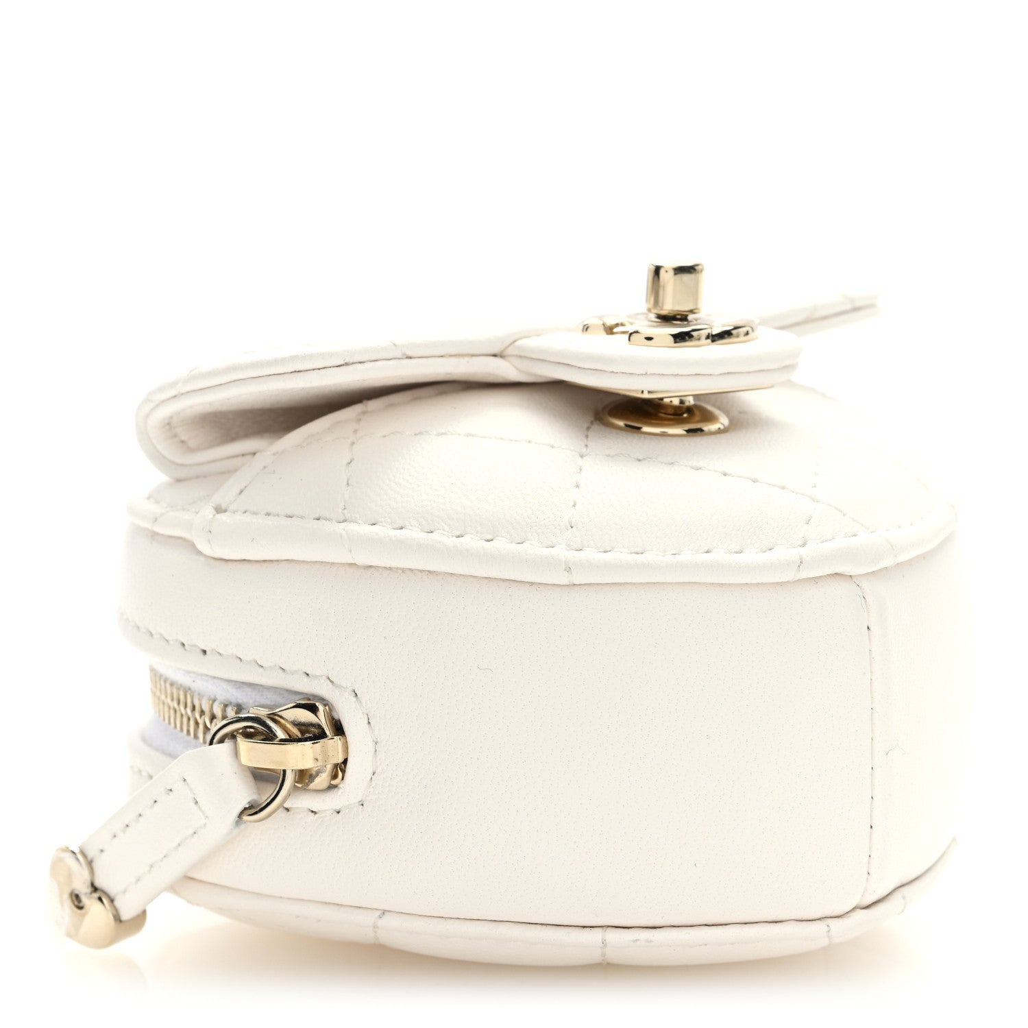 Chanel Lambskin Quilted CC Mini In Love Heart Bag Charm White 4 of 8