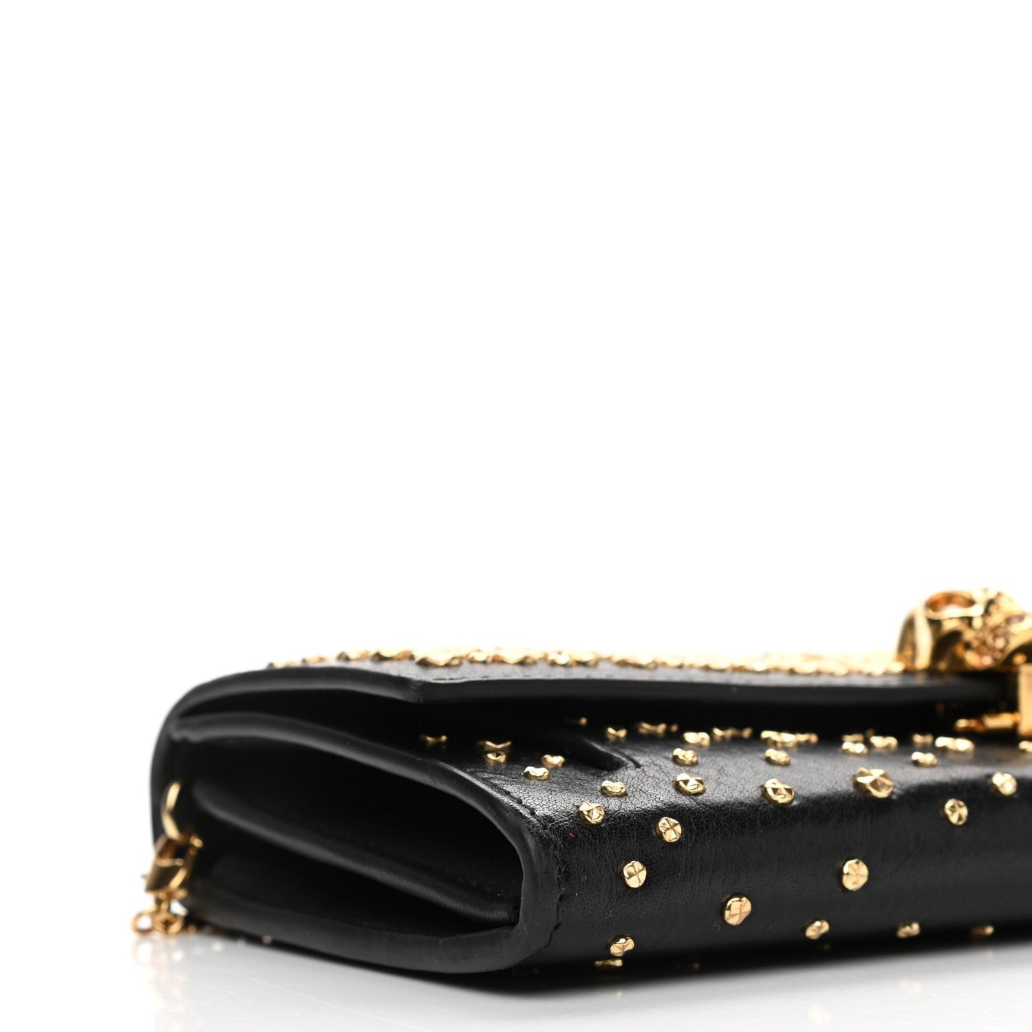 Alexander McQueen Calfskin Studded Skull Wallet on Chain Black 7 of 9