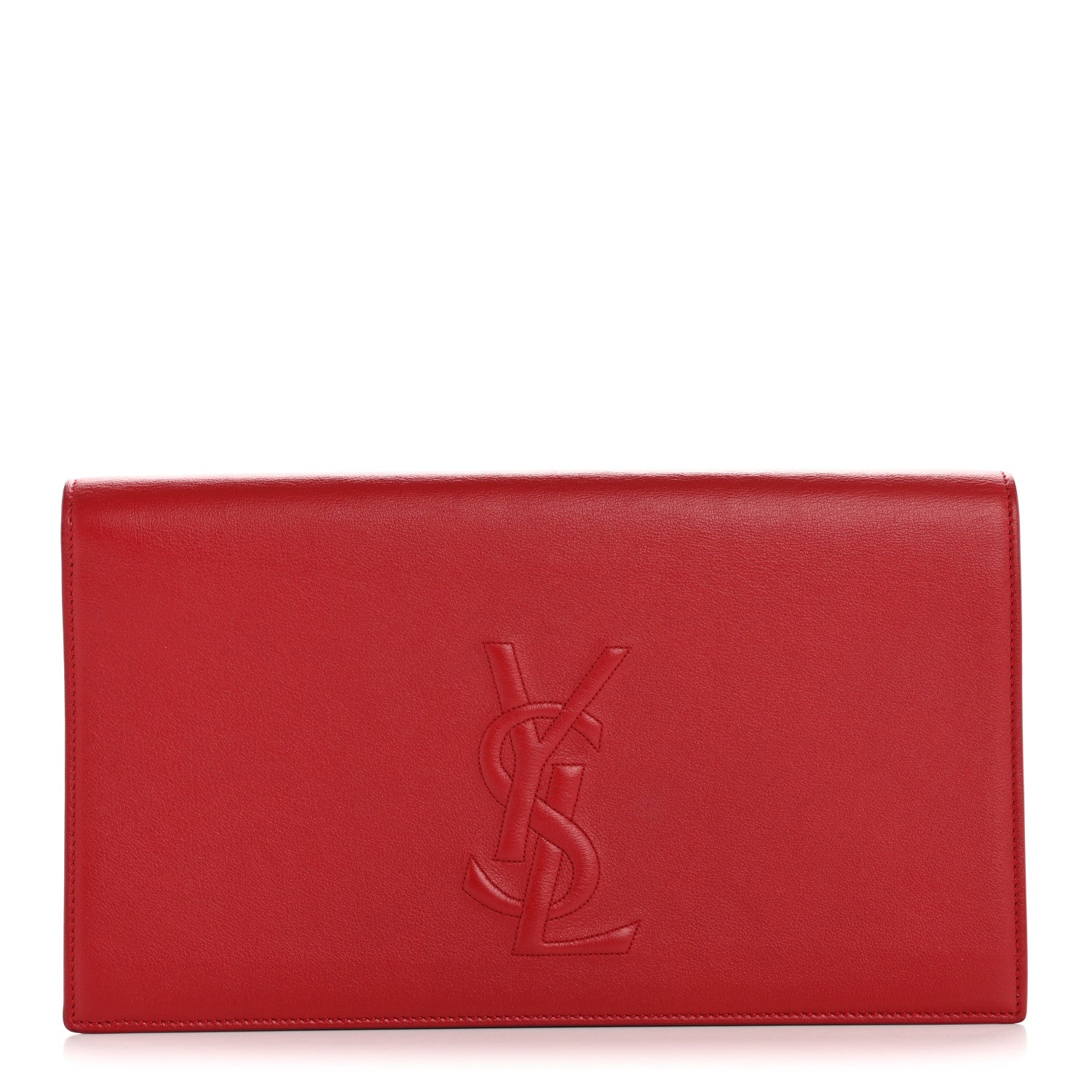 Saint Laurent Calfskin Monogram Large Belle De Jour Clutch Red 1 of 11