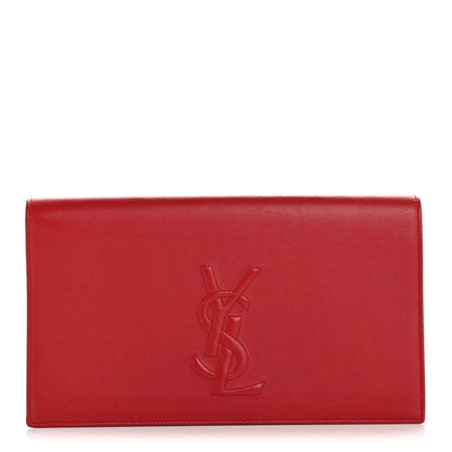 Saint Laurent Calfskin Monogram Large Belle De Jour Clutch Red 1 of 11