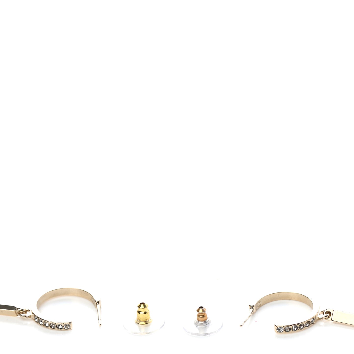 Crystal Lock Symbols Logo CC Hoop Drop Earrings Gold