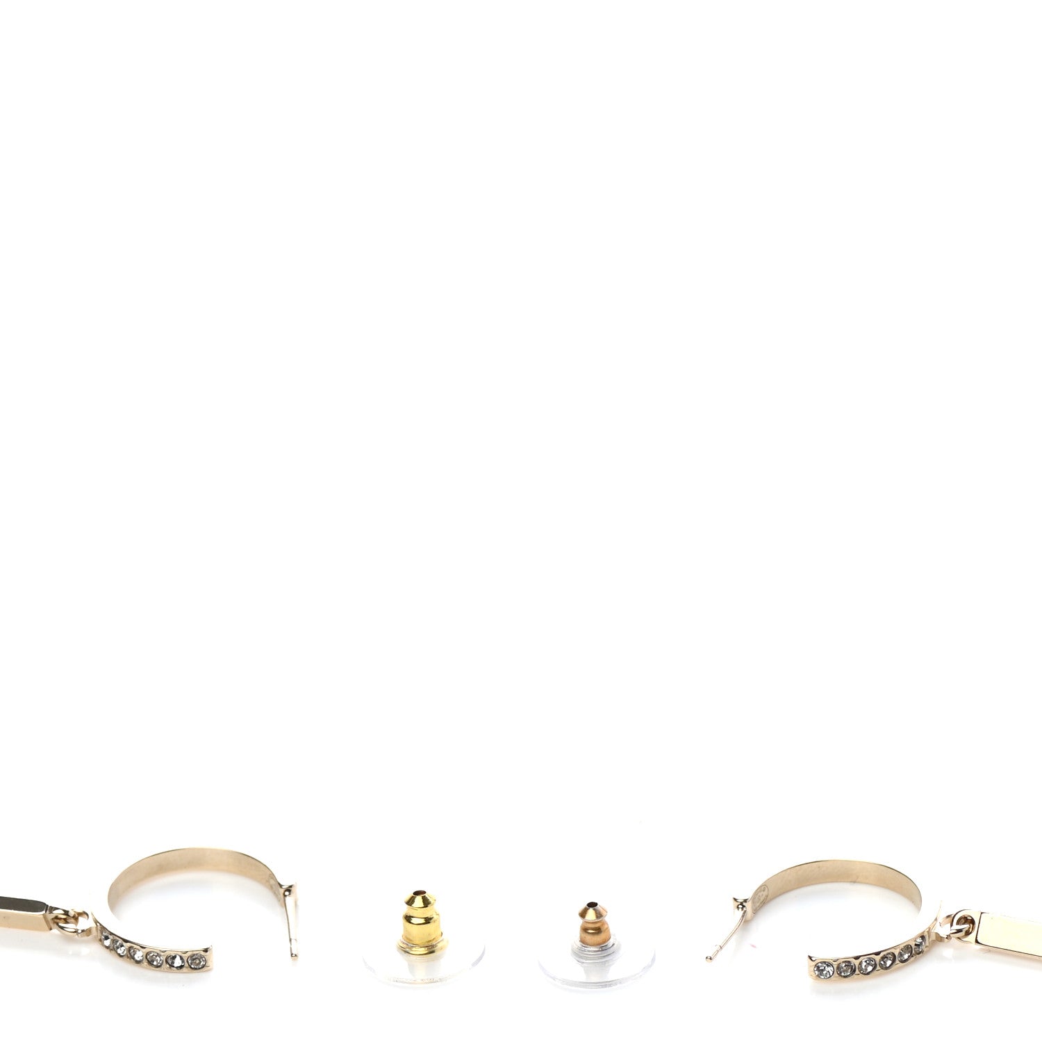 Chanel Crystal Lock Symbols Logo CC Hoop Drop Earrings Gold 4 of 5