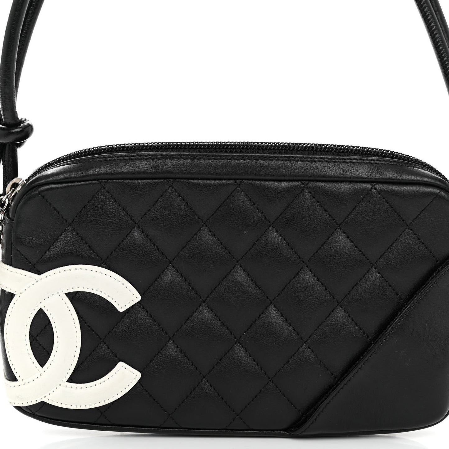 Calfskin Quilted Cambon Pochette Black White