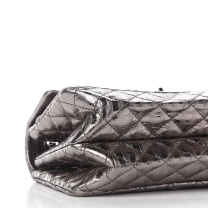 Chanel Metallic Aged Calfskin Striped Accordion Reissue 2.55 Flap Dark Silver 8 of 9
