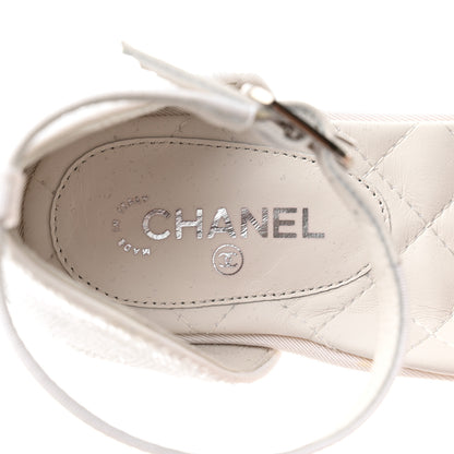 Chanel Sequin Grosgrain Cap Toe CC Ankle Strap Sandals 36 White Black 7 of 8