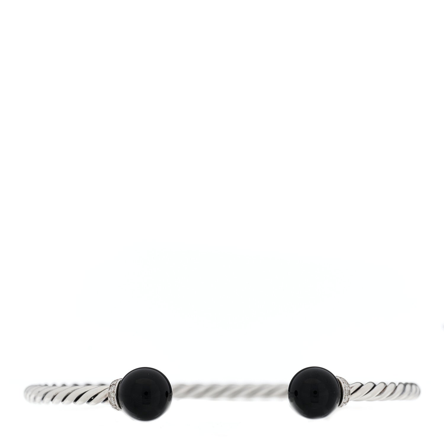 David Yurman Sterling Silver Diamond Onyx 9mm Solari Bracelet 1 of 4