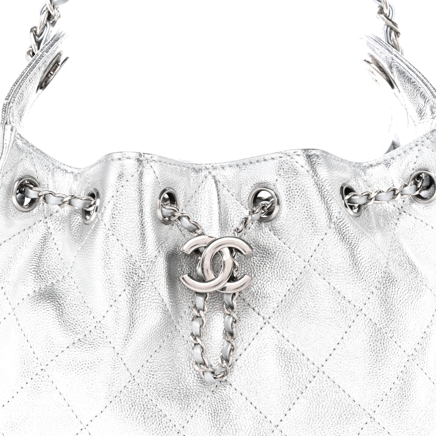 Chanel Metallic Caviar Quilted Mini Chanel 25 Handbag Silver 8 of 10